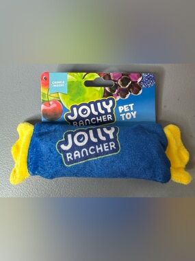 Jolly Rancher Blue & Yellow Plush Pet Toy crinkle noise making candy shaped